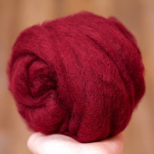 Merino Wool Batting in Berries, Dark Red, Burgundy, Wine, Needle Felting, Dry Felting, Wet Felting, Nuno Felting, Weaving, by DHG