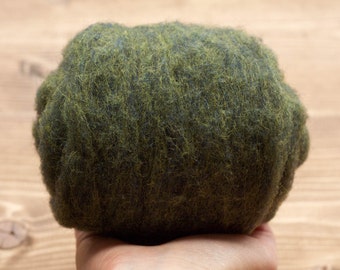 Cypress Green Needle Felting Wool, Wool Batting, Batts, Wet Felting, Spinning, Dyed Felting Wool, Fiber Art Supplies