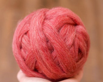 Blended Wool Roving for Needle Felting - Ginger Flower - Wet Felting, Spinning, Chunky Yarn, Pink, DIY, Felt, Fiber Arts