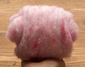 Needle Felting Wool in Water Lily Pink, Wool Batting, Batts, Fleece, Wet Felting, Spinning, Baby Pink, LIght Pink, Fiber Art Supplies