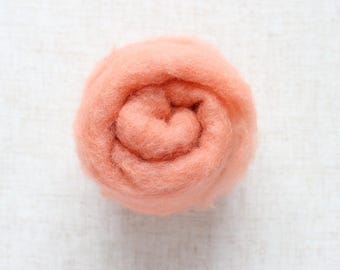 Rouge Pink Carded Maori Wool Batting for Needle Felting and Wet Felting - 1 oz.