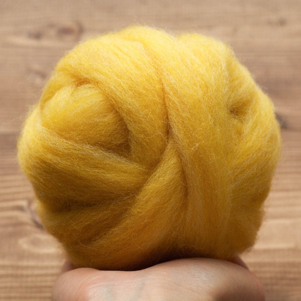 Forsythia Yellow Wool Roving for Needle Felting, Wet Felting, Spinning, Mellow Yellow, Fiber Arts Supplies