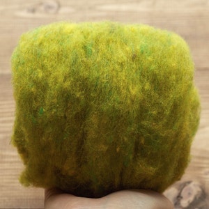 Needle Felting Wool Batting, Golden Pear, Spring Green, Batts, Wet Felting, Spinning, Dyed Batt, Chartreuse, Citron, Fiber Art Supplies