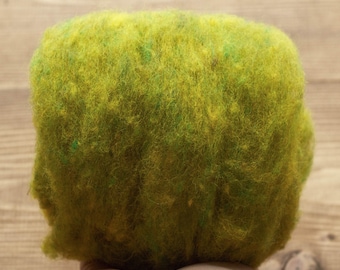 Needle Felting Wool Batting, Golden Pear, Spring Green, Batts, Wet Felting, Spinning, Dyed Batt, Chartreuse, Citron, Fiber Art Supplies