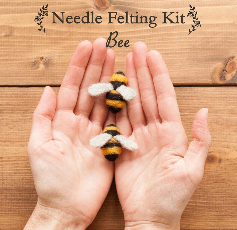Needle Felting Kit Beginner Makes at Least 2 Bees DIY Etsy