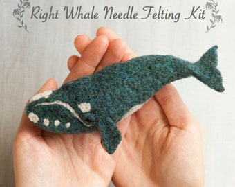 Needle Felting Kit - Beginner - Craft Kit - Right Whale - Felt - Christmas Gift - Winter Crafting - Learn to Felt - Complete Kit - Tutorial