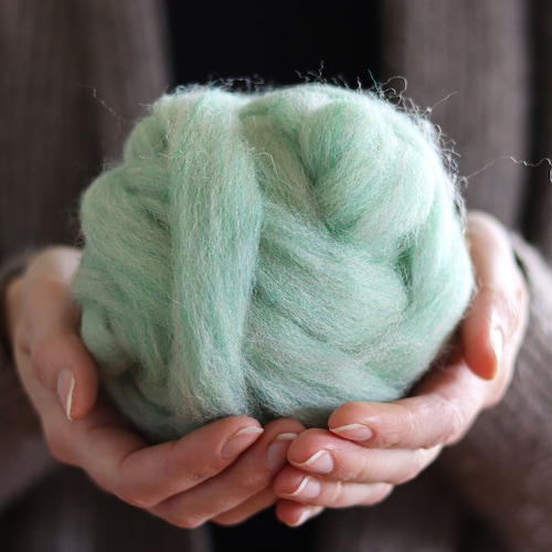 Merino Wool Roving in Mint Green Combed Tops Needle Felting Etsy