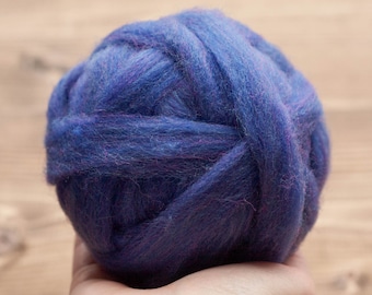 Blue Violet Wool Roving for Needle Felting, Wet Felting, Spinning, Dyed Felting Wool, Fiber Art Supplies