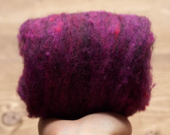 Plum Needle Felting Wool, Wool Batting, Batts, Wet Felting, Spinning, Dyed Felting Wool, Dark Purple, Eggplant, Fiber Art Supplies