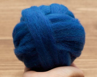 Needle Felting Wool, Roving, Steller's Jay Blue, Wet Felting, Weaving, Spinning, Classic Blue, Dark Blue, Cobalt, Craft Supplies, Fiber Arts