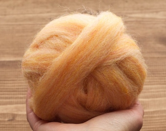 Apricot Wool Roving for Needle Felting, Wet Felting, and Weaving