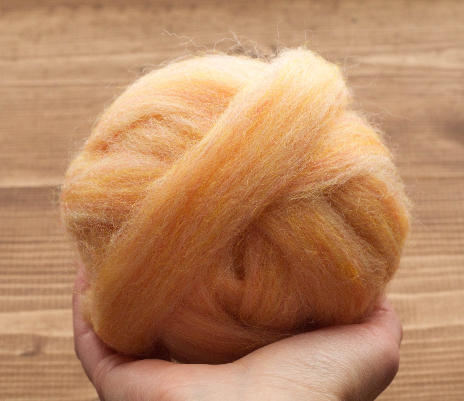 Apricot Wool Roving for Needle Felting, Wet Felting, and Weaving