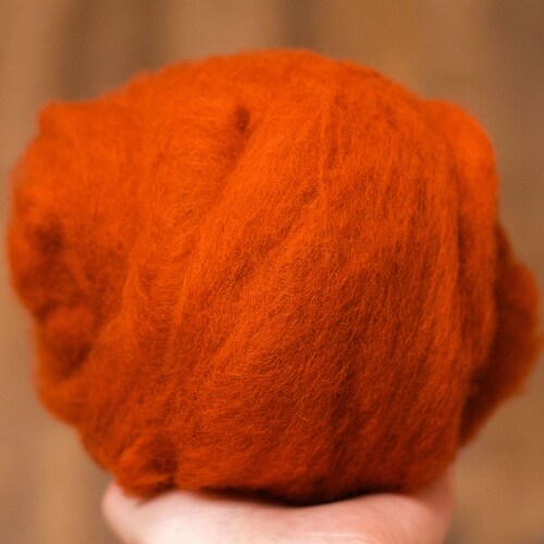 Merino Wool Roving in Pumpkin Orange Needle Felting Wet Etsy