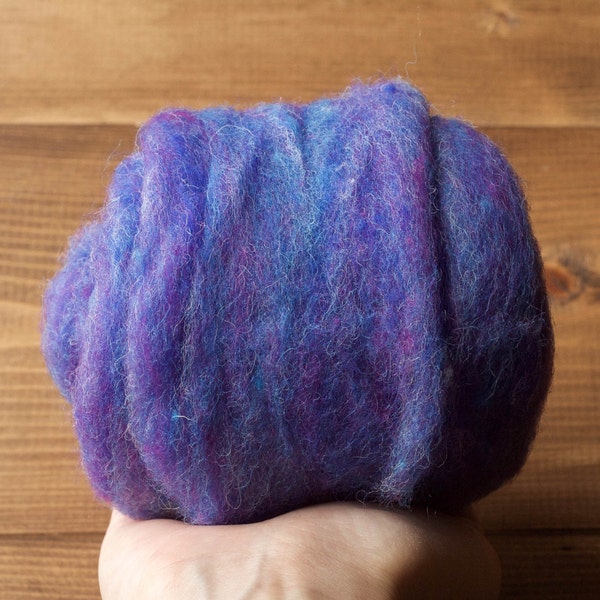 Needle Felting Wool, Batting, Wet Felting, Iris, Blue Violet, Purple, Fleece, Batts, Wet Felting, Spinning, Dyed Wool, Fiber Art Supplies