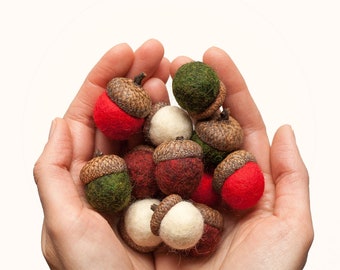 Holiday Felted Acorn Kit - Christmas - Beginner - Easy - Winter - Decor - Wet Felting - Crafts - Kids - Decoration - DIY - Complete Kit