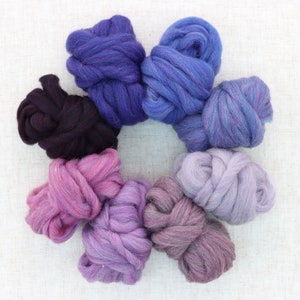 Purples and Violets Wool Roving Sampler image 1
