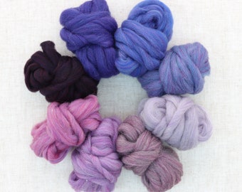 Purples and Violets Wool Roving Sampler