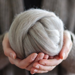 Silver Birch Merino Wool Roving for Needle Felting, Wet Felting, Spinning, Weaving - 1 oz.