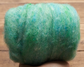 Wool Batting, Sea Green Needle Felting Wool, Batts, Fleece, Wet Felting, Spinning, Dyed Felting Wool, Turquoise, Fiber Art Supplies