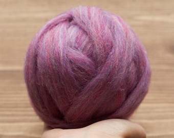 Aster Wool Roving for Needle Felting, Wet Felting, Spinning, Dyed Felting Wool, Lilac, Purple, Fiber Art Supplies