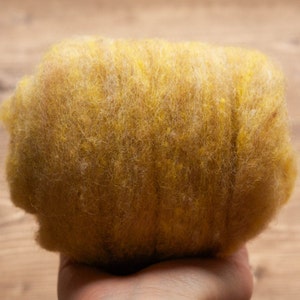 Blended Wool Batting for Needle Felting - Wheat Field - Wet Felting, Spinning, Dyed Wool, Yellow, Gold, Fiber Art Supplies