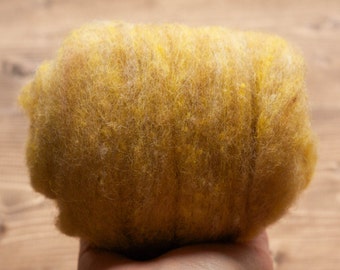 Blended Wool Batting for Needle Felting - Wheat Field - Wet Felting, Spinning, Dyed Wool, Yellow, Gold, Fiber Art Supplies