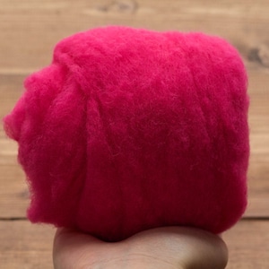 Needle Felting Wool in Snapdragon, Hot Pink, Neon Pink, Wool Batting, Batts, Wet Felting, Spinning, Dyed Felting Wool, Fiber Art Supplies