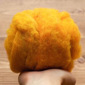 Needle Felting Wool Batting, Butternut, Golden Yellow, Orange, Mustard, Batts, Wet Felting, Spinning, Dyed Felting Wool, Fiber Art Supplies