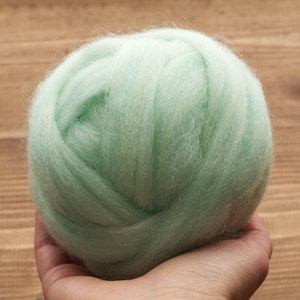 Spearmint Wool Roving for Needle Felting - Wet Felting, Weaving, Spinning, Fiber Art Supplies - 1 oz.