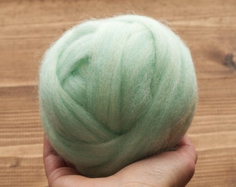 Spearmint Wool Roving for Needle Felting - Wet Felting, Weaving, Spinning, Fiber Art Supplies - 1 oz.