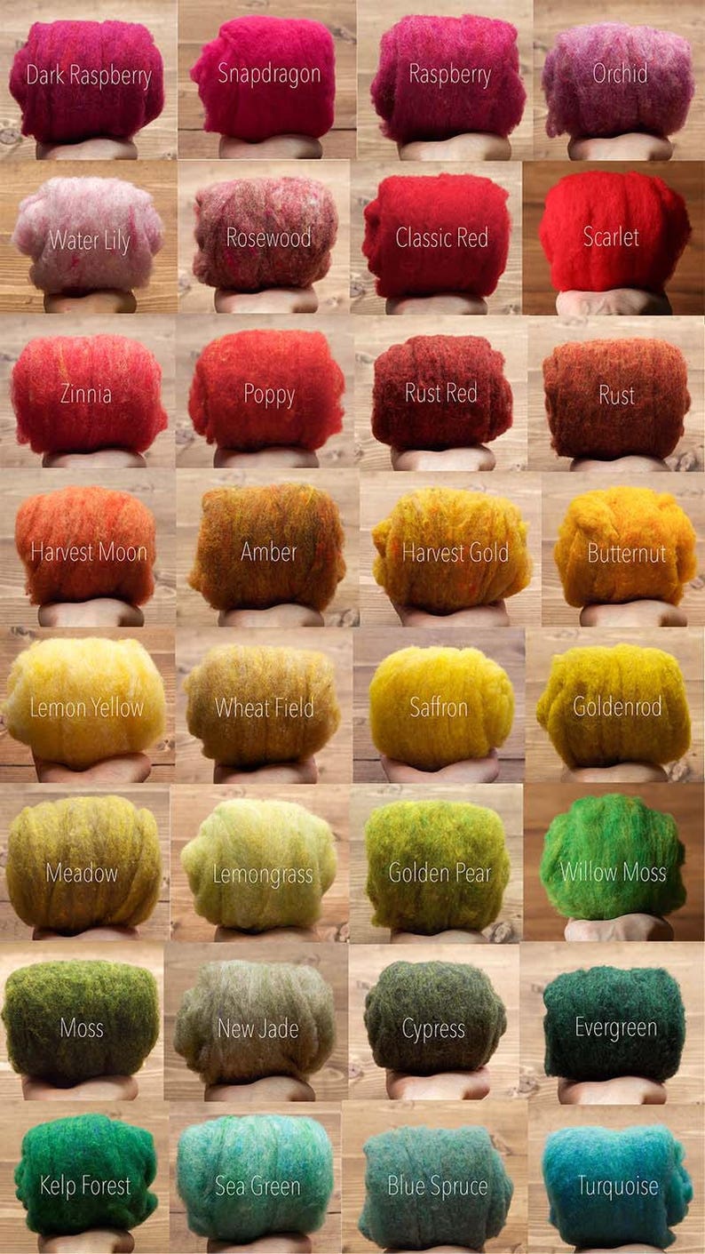 Needle Felting Wool Assortment YOU CHOOSE 16 Colors // 16 Etsy