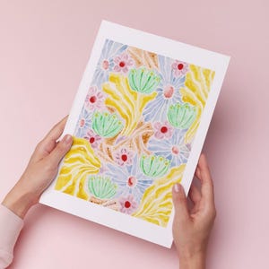 Floral Abstract Art Print, Botanical Watercolor Art, Fruit Floral Art, Botanical Abstract Art, Boho Aesthetic, Floral Print, 8x10