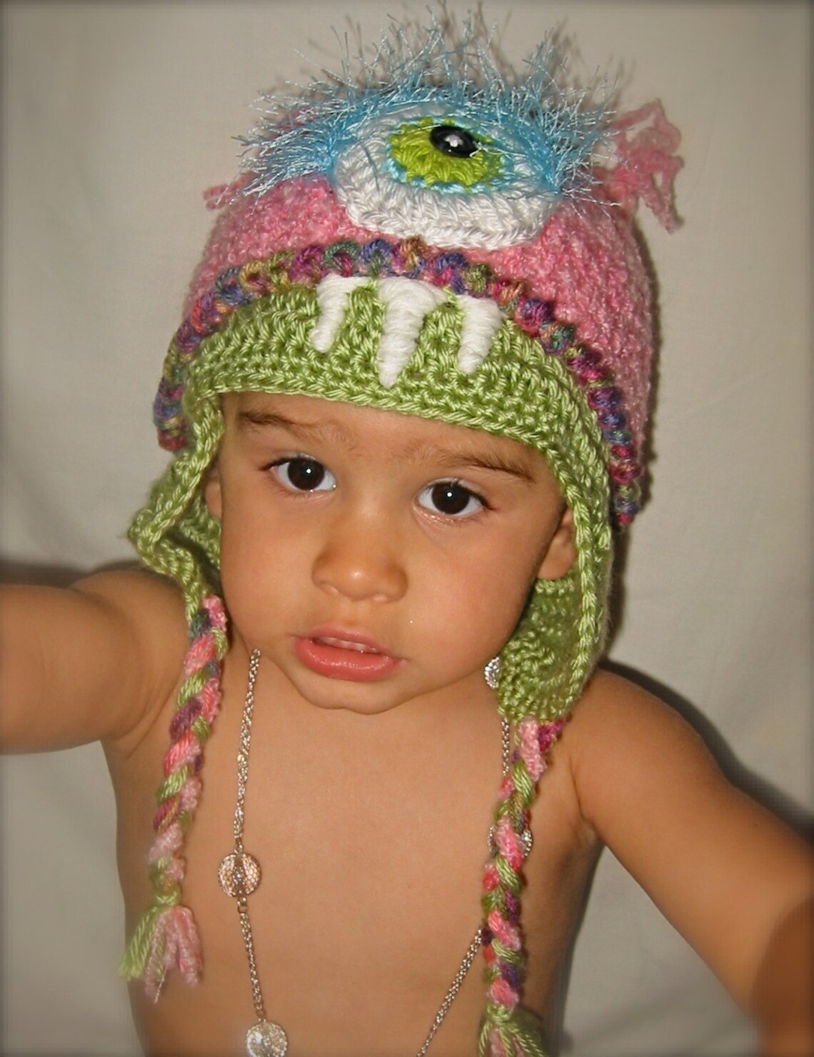 Pink monster hat for toddler or baby Etsy