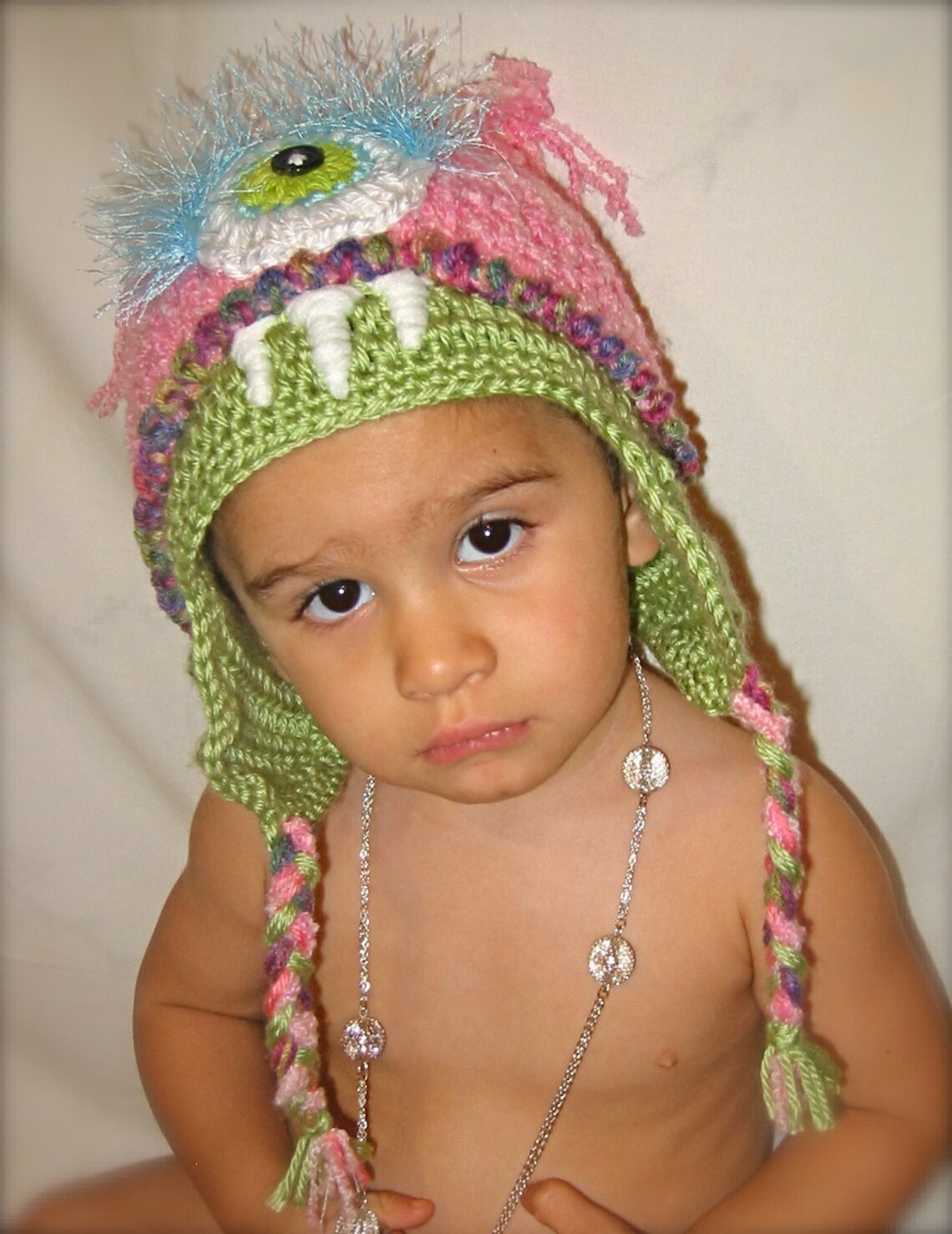 Pink monster hat for toddler or baby Etsy