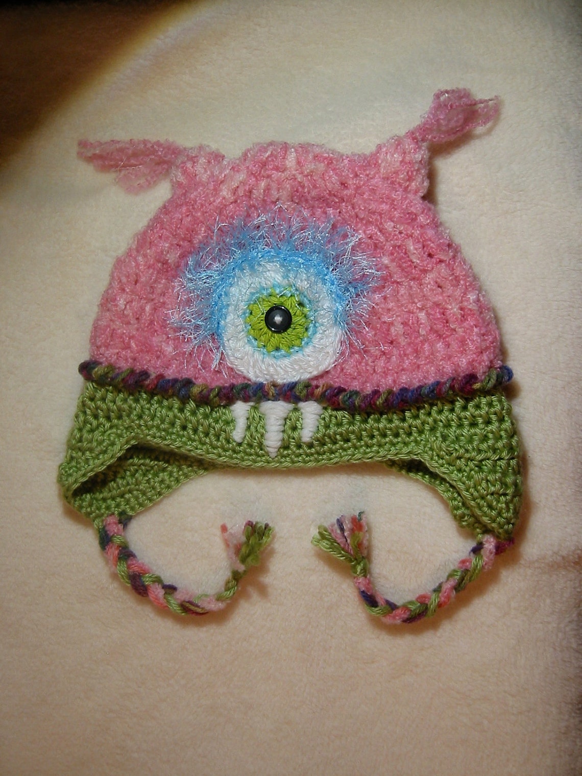 Pink monster hat for toddler or baby Etsy