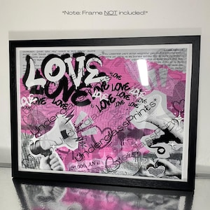 Roze liefdesgraffiti: retro pop-art krantenontwerp