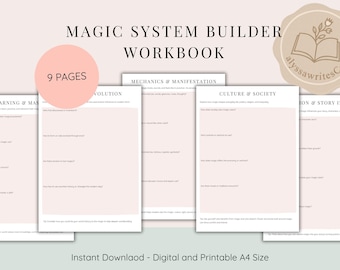 Cuaderno de trabajo para la creación de sistemas mágicos: imprimible de 9 páginas para escritores y narradores.