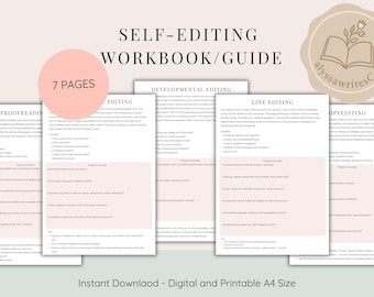 Selbst-editierendes Arbeitsbuch für Autoren | Druckbare & Digitale Bearbeitungsanleitung | Zwischenschritte zum Korrekturlesen und Korrekturlesen