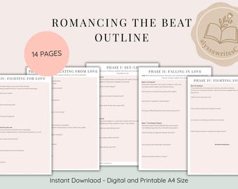 Romancing the Beat Outline Template | Romance Novel Plotting Tool | Story Structure Workbook for Writers