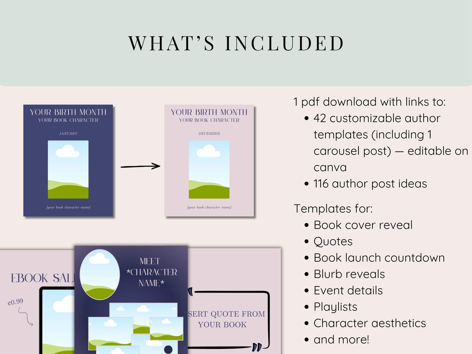 Author Instagram Canva Template Bundle | Bookstagram Social Media Kit ...