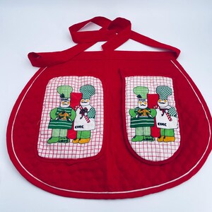 Vintage Half Apron Christmas Holiday Cooking Apron with Matching Pot Holder
