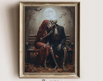 Eternal Love | Skeleton Couple Wall Art | Gothic Romance Digital Download