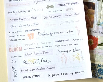 Floral Quote Snippets | Printable Fabric Labels for Junk Journals (PDF Download)