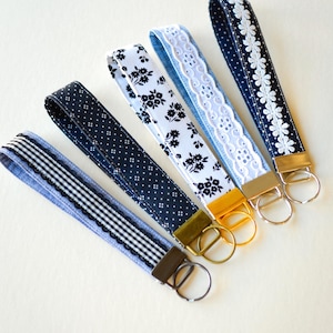 Custom Fabric Key Fob Wristlet Handmade Keychain Lanyard for Women Sweet Sixteen Gift for Her Bridesmaid Gift for New Driver Keychain strap image 2