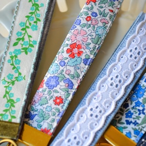 Custom Fabric Key Fob Wristlet Handmade Keychain Lanyard for Women Sweet Sixteen Gift for Her Bridesmaid Gift for New Driver Keychain strap image 9