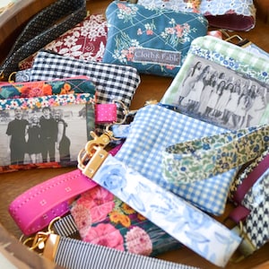 Keychain wristlet quilted Zipper Pouch Key Fob Set Handmade Sweet Sixteen Gift Wrist Keychain Strap Photo Keychain