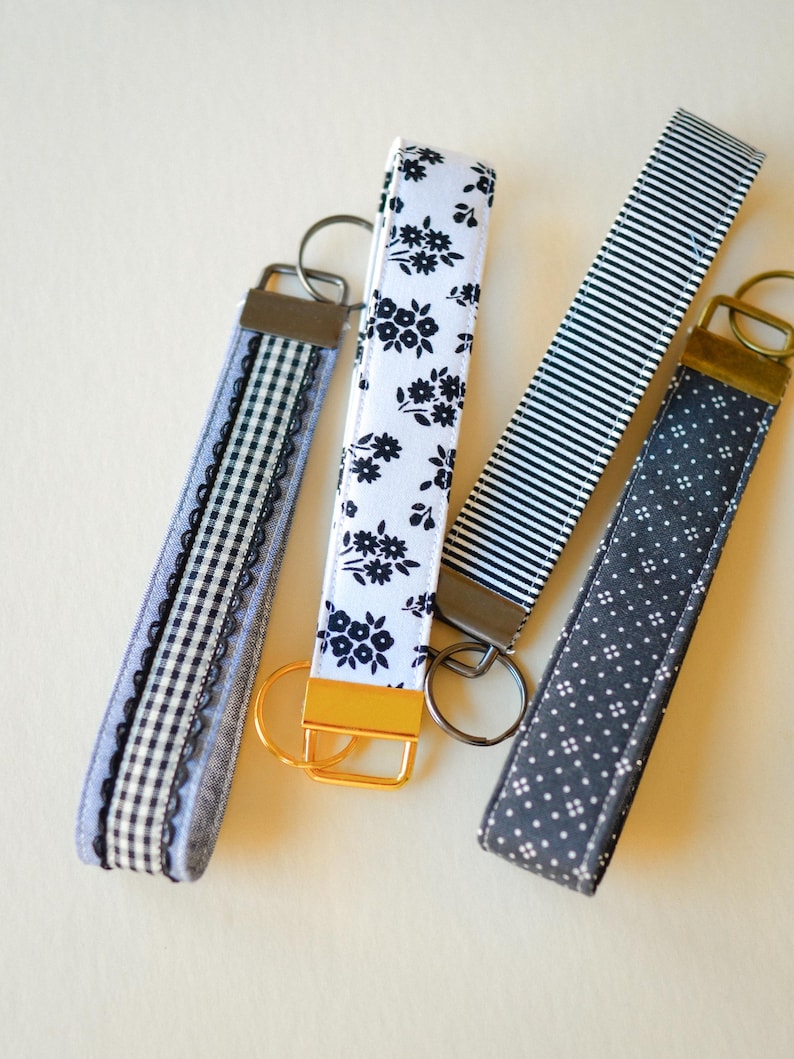 Custom Fabric Key Fob Wristlet Handmade Keychain Lanyard for Women Sweet Sixteen Gift for Her Bridesmaid Gift for New Driver Keychain strap image 12