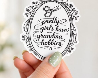 Grandma Hobbies Sewing Sticker Quilter Vinyl Sticker Cute Craft Sticker Scrapbook Planner Sewing Gift Funny Sewing Decal