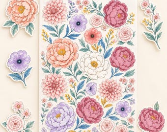 Iron-On Decals, Floral Fabric Appliqué Sheet, Fussy Cut Flowers for DIY Fabric Crafts, Visible Mending Patch & Customized Apparel