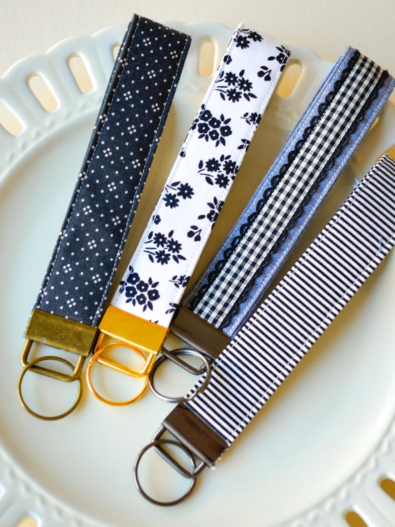 Custom Fabric Key Fob Wristlet Handmade Keychain Lanyard for Women Sweet Sixteen Gift for Her Bridesmaid Gift for New Driver Keychain strap image 6